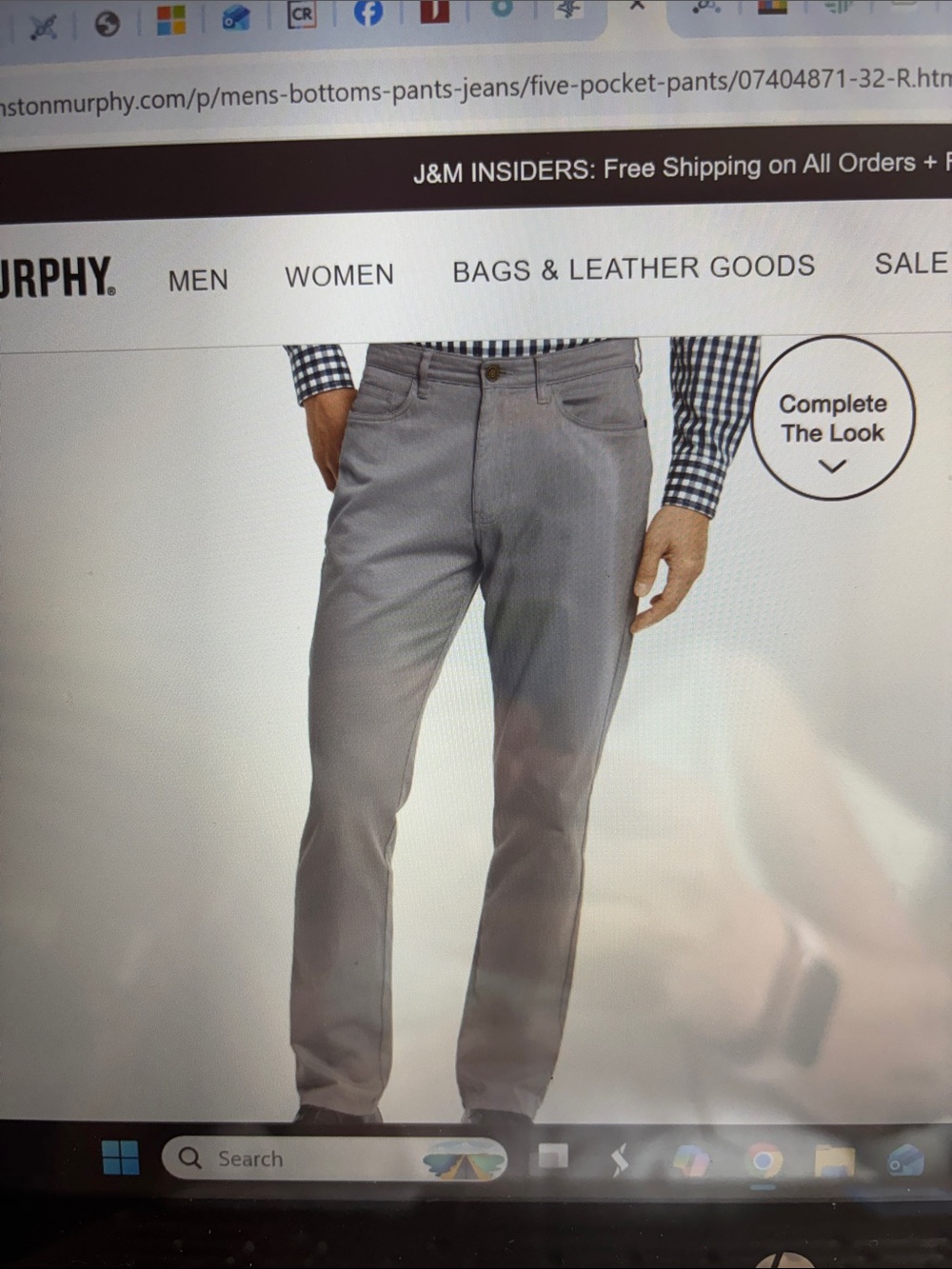 NWT Johnston & Murphy 5-Pocket Pants Light Gray Mens 36w x 30l